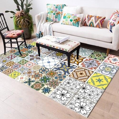 Multicolor European Style Rugs Geometric Pattern 3D Printed Carpets For Living Room Bedroom Kitchen Floor Area Rug Antiskid Mats