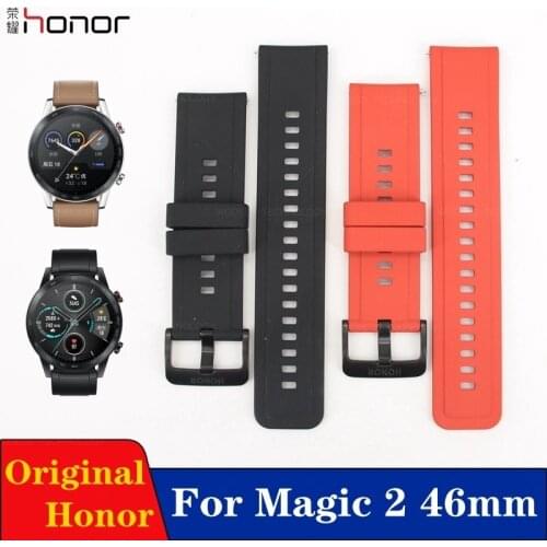 Original 22mm Replacement Genuine Leather Watch Strap for Honor Magic 2 46mm Watch Band Silicon Fuoroelastomer Wrist Band
