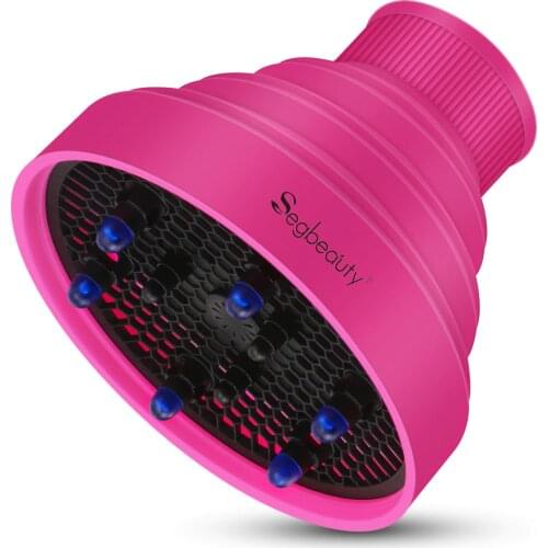 Segbeauty Blow Dryer Diffuser Sillicone Hair Bolw Attachment for Dry Shining Heather Soft Portable_Rose Red