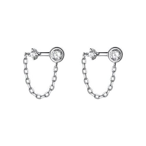 Genuine 925 Sterling Silver Chain CZ Zircon Stud Earrings for Women Piercing Earing Ear Jewelry Girl Gift Wholesale Pendientes