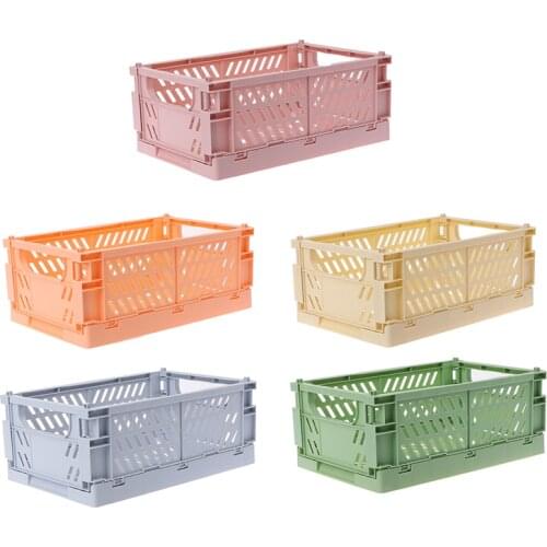 Folding Storage Box Basket Stationery Cosmetic Container Desktop Holder Home Use