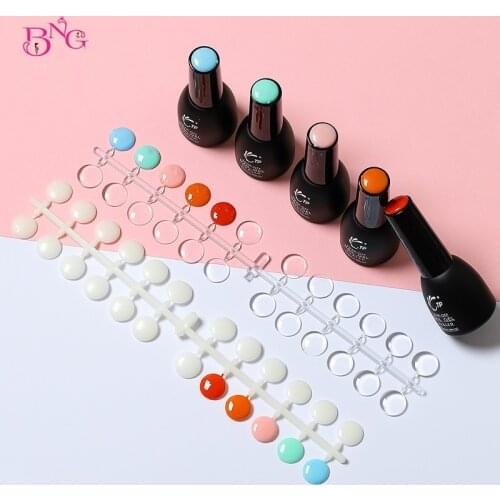 240 Tips Clear Round Nail Tips with Sticker Color Chart Flat Back UV/Gel/Polish for Display Color Card Chart Nails Art Tools