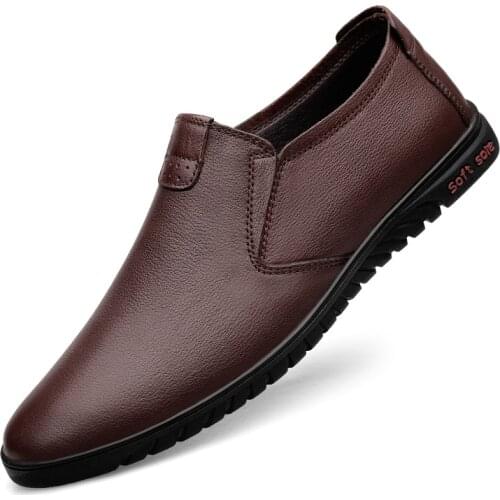 Luxury Genuine Leather Mens Shoes Simple Soft Bottom Outdoor Casual Driving Shoes For Men Work Office Male Business Shoes