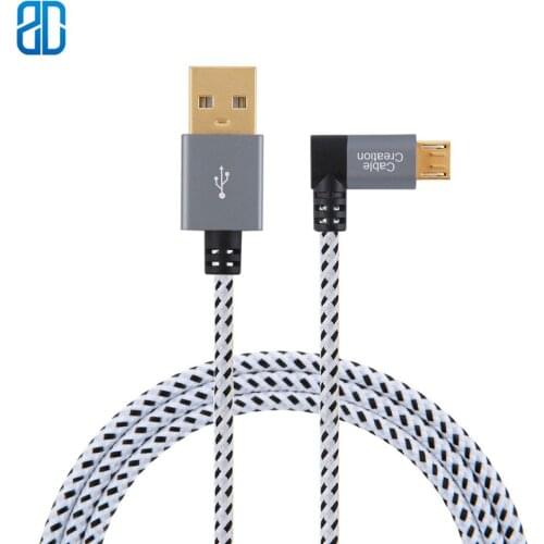 Angle Micro USB 2.0 Braided Cable 90 Degree Vertical Right USB 2.0 A Male to Micro USB Male with Aluminium Case Space Gray