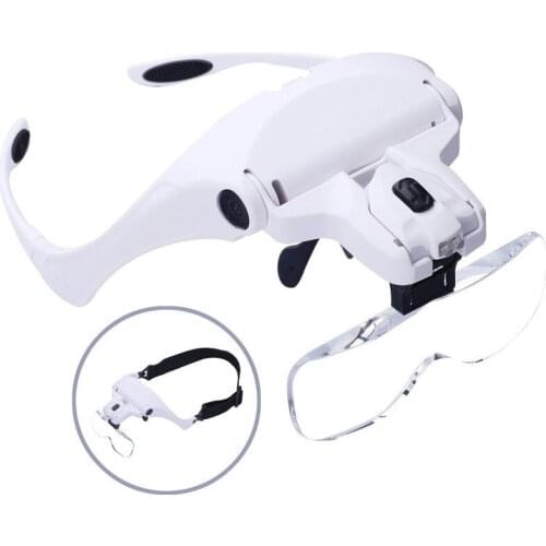 Magnifying Glasses 1.0X 1.5X 2.0X 2.5X 3.5X Adjustable 5 Lens Loupe LED Light Headband Magnifier Glass Lamp for Reading Look