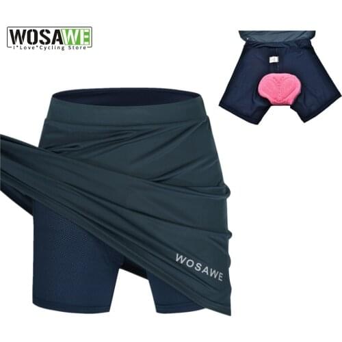 WOSAWE Cycling Shorts Womens Skirts 4D Gel Padded Gel Black Underpant Bicycle Bike Underwear Clothes Downhill Shorts Size S-XL