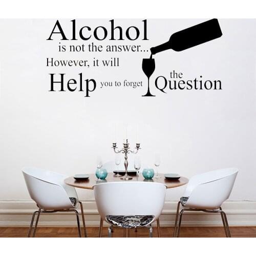 Funny Adult Wine Quotation Wall Sticker Bar restaurant Wall Decal Home Decor Kitchen Funny Stickers The Question Vinyl C999