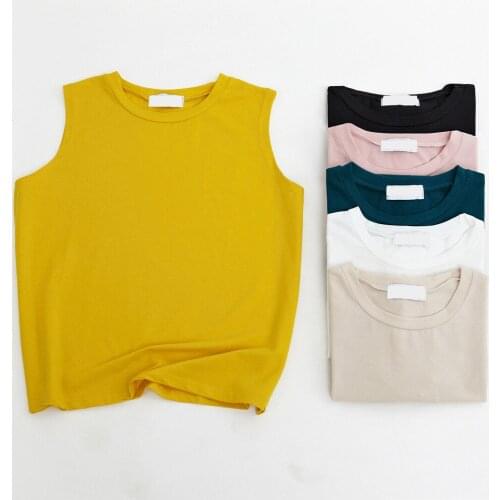 2019 New Korean Solid Color Round Neck Sleeveless T-shirts Womens Casual Loose Summer Tee Shirts 6 Colors