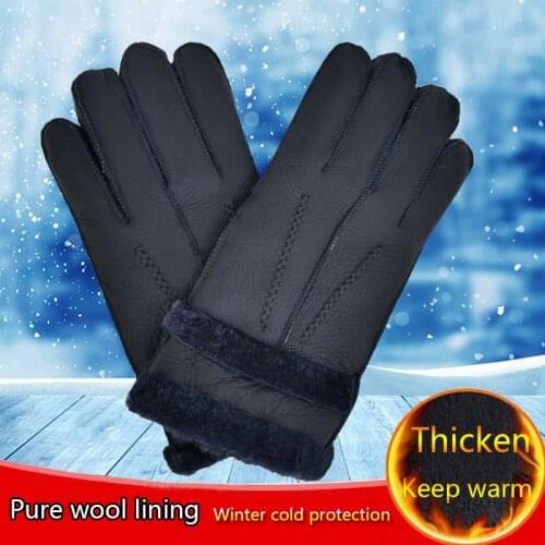 Winter Gloves Mens Leather Fashion Driving Warm Motorcycle Riding Gloves Work Construction Riding Outdoor Snow Bike Fishing