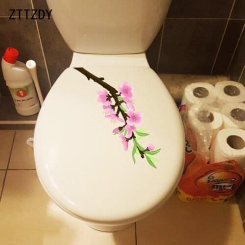ZTTZDY 24.9*8.8CM Peach Blossom Branch Fashion Toilet Sticker Wall Decal Home Decoration T2-0549