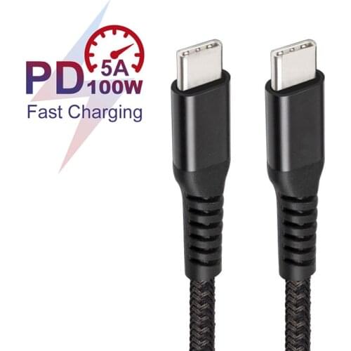 100W USB C to USB Type C Cable PD 5A Fast Charging USB-C Cord Type-C Charger For Huawei Xiaomi Samsung S20 Macbook iPad Pro