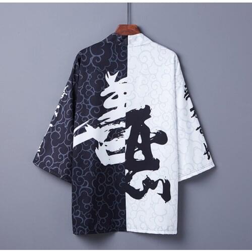 #5032 Vintage Hanfu Jacket Men Spliced Color Hip Hop Jacket Loose Thin Sunscreen Coat Summer Chinese Style Kimono Jacket Mens