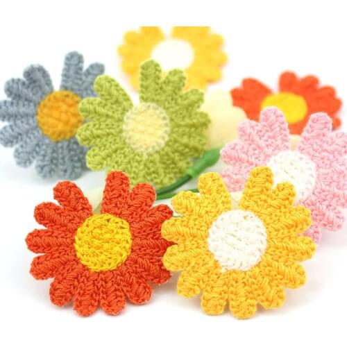 20Pcs 4.5cm Daisy flower Appliques for Baby crafts headwear Accessories DIY Bow Clip Decoration sew-on Clothes patches wholesale