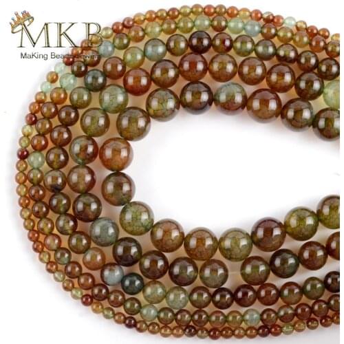 Natural Stone Yellow Green Dragon Veins Agates Beads Round Spacer Loose Beads For Jewelry Making 4mm-12mm DIY Bracelets Necklace