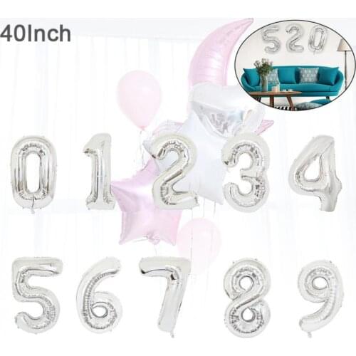 1pcs 40 Inch Silvery Aluminum Foil Number Digital Balloon Birthday Party Decoration