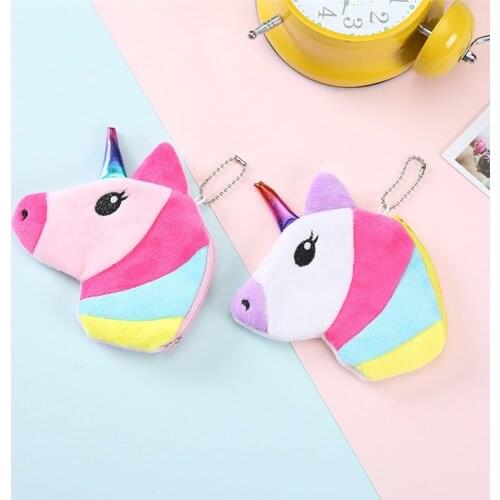 Children Cartoon Coin Purse Unicorn Shape Soft Plush School Coin Bag Baby Girls Kindergarten Kid Wallet