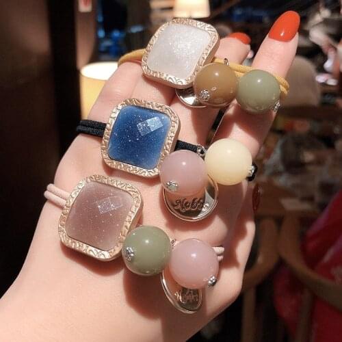 Square Starry Sky Rhineston Elastic Hair Band Korea Hair Accessories For Women Handmade Hair Tie Head Band Hair Scrunchies