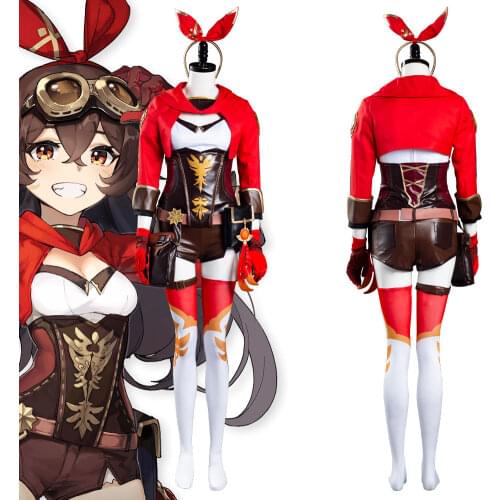Genshin Impact Amber Cosplay Costume Jumpsuit Outfits Halloween Carnival Suit