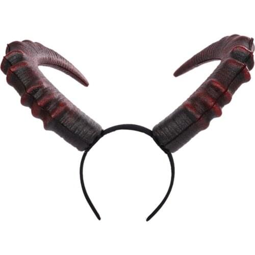 Gothic Halloween Cosplay Costume Hair Accessories Realistic Black Red Long Devils Horn Headband Festival Carnival Party Bandana