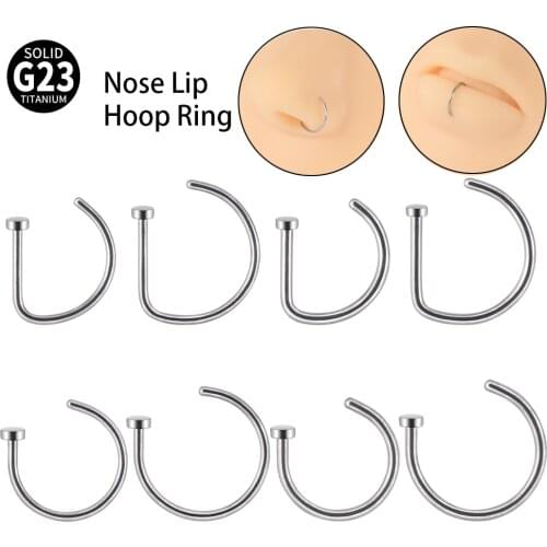 1Pc G23 Titanium C shape Nose Lip Hoop Rings Piercing D-Shape Nostril Nose Stud Body Jewelry 20g