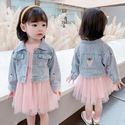 Girls Suits Coat +Dress 2021 Soft Kids Spring Autumn Teenagers Cotton Outfits Children Clothing Sets Jogging Suit