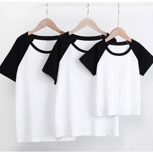 Parent-child Outfit Summer New Short-Sleeve Solid Color T-shirt Celebrity Anniversary Costume Mother Child Wearing Photograph