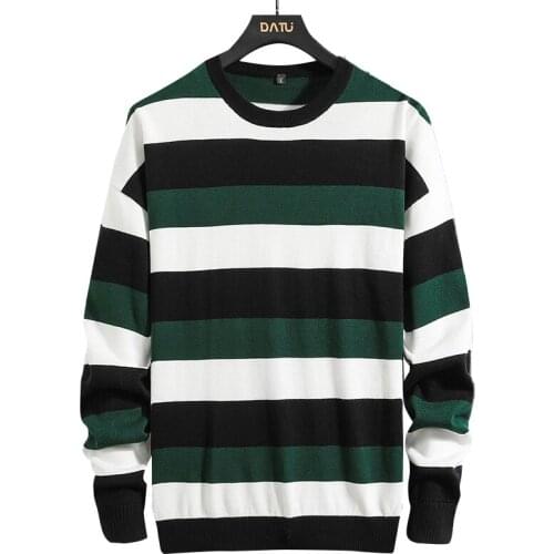 Mens new autumn/winter jacket 100% cotton fashion casual multi-color stripe versatile series sweater size M.L.XL.2XL 3XL