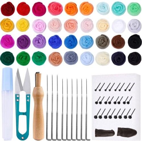 KAOBUY 36 Color Needle Felting Kit Wool Felting Tools Handmade Felt Needle Wool Fabric Yarn Roving for Starter Needlework Access