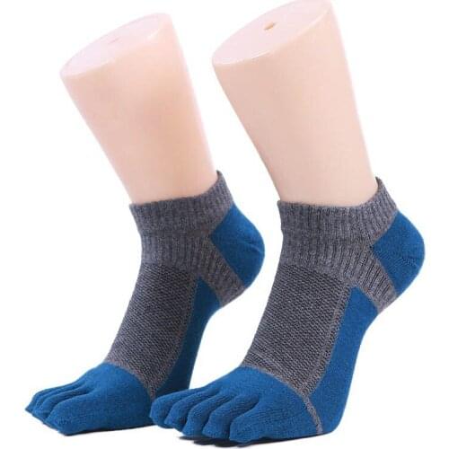 Invisible Sport Socks Five-finger for Men Cotton Breathable Anti-friction Boat Sock Anti-skid 1Pair