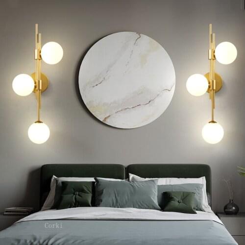 Nordic simple glass ball wall lamp Modern living room background aisle corridor home Decor creative bedside wall light fixtures