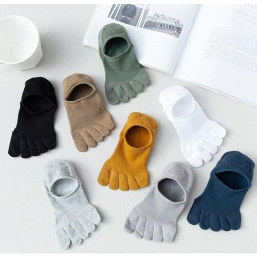 Man Slipper Toe Socks Mesh Hollow No Show Socks Sweat-absorbing Boat Sock Ankle Short Socks Cotton Breathable Five Finger Socks