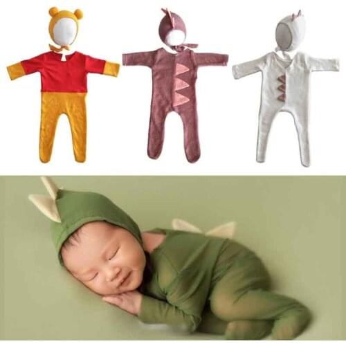 Baby Clothes Newborn Photography Props Girls Boys Hats Romper Set Indoor DIY Photo Shooting Accessories For 0-1Month