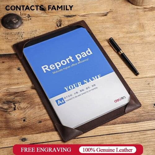 CONTACTS FAMILY Genuine Leather Writing Pad a4 a5 Paper Case Writing Board Clipboard File Folders Office School Stationary