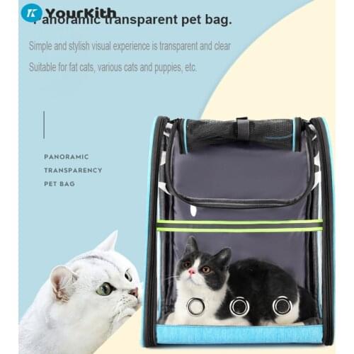 YourKith Backpacks Panoramic Transparent Pet Bag Convenient Transparent Pet Cat Bag PVC Folding Pet Backpack Cute Cat Backpack