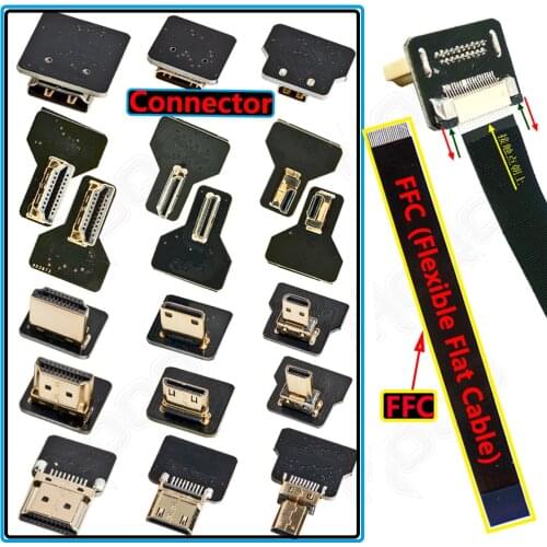 Raspberry Pi 4 Ribbon Flat FPV HDMI-Compatible Connector Flexible Cable Micro HDMI to HDMI/Mini HDMI Female 90 Degree FFC 20pin