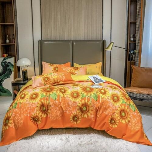 Sanding Nordic Duvet Cover Sunflower Floral Single Double Queen Pillowcase Bed Linen Bedclothes Bedding Set 150X200 Quilt Covers