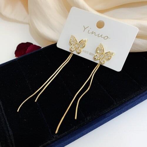 S925 Earrings 2020 New Butterfly Earrings, long Fashion, Wild Temperament Earrings, High-end Earrings