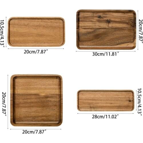 Solid Natural Wood Serving Tray Platter for BBQ Party Buffet Avoid Sliding Spilling Food Storage Plates Wholesale&Drop Ship