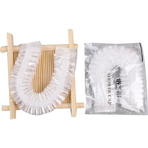 50/100 pcs Disposable hat hotel disposable elastic shower cap transparent hair salon waterproof bathroom accessories