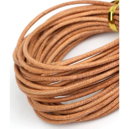 5 Meter Natural Color Real Genuine Leather Cord Round Rope String For DIY Necklace Bracelet Jewelry Cord Dia 1/1.5/2/3mm