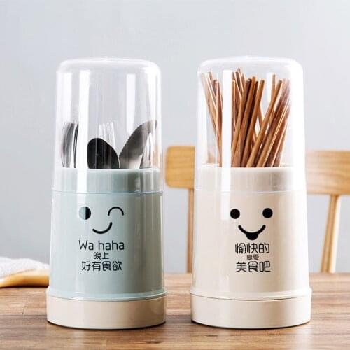 Nordic Simple Transparent Chopsticks Box Cartoon Solid Color Chopsticks Storage Container Kitchen Dust Cover