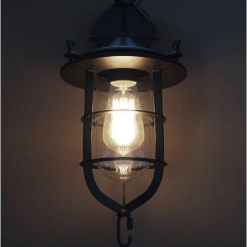 Nordic Creative Dock Wall Lamp American Industrial RH LOFT Retro Sconce Balcony Stairs Porch Light E27 Edison Bulb110-240V