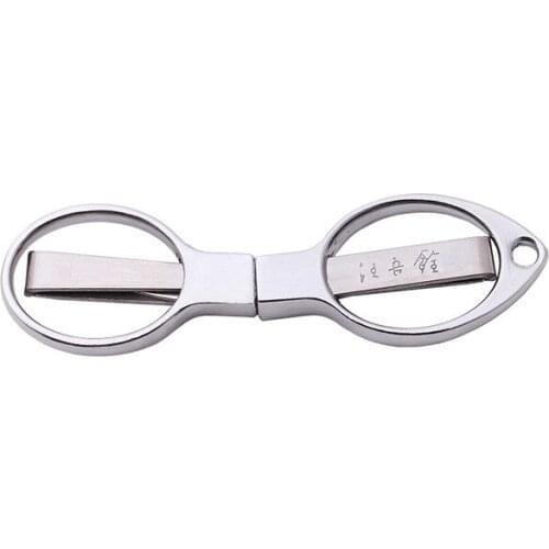 Double ring design stainless steel folding scissors eight shape foldable pocket scissors student snipping shear fish scissors