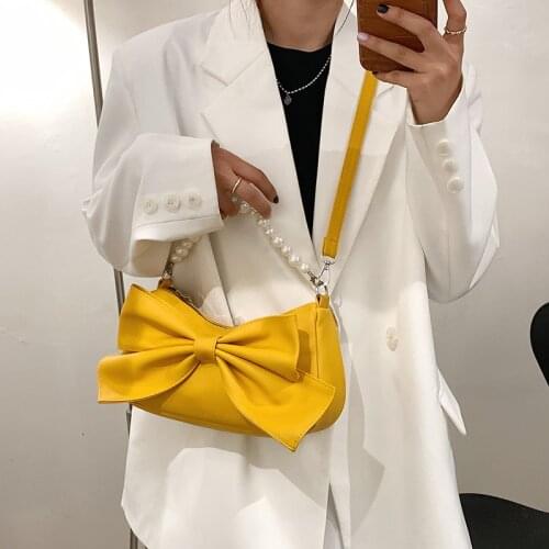 Bag Female 2021 Summer New Fashion Clutch Bag Bow Knot One-shoulder Female Bag Temperament Envelope Pearl Messenger Bag