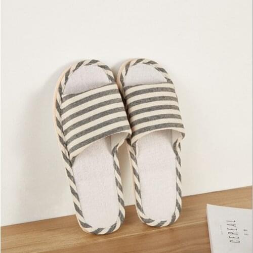 Mntrerm Women Indoor Slippers Striped Soft Bottom Lovers Home Slippers Anti-slip Autumn Shoes Woman Men House Floor Slides