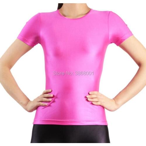 Women men Round neck top sports tights short sleeve spandex high stretch custom made