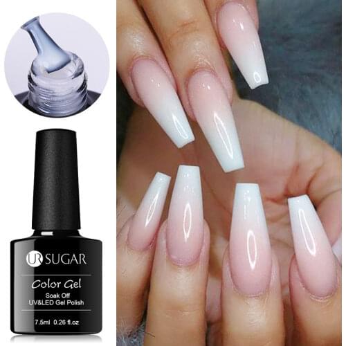 UR SUGAR 7.5ml Opal Jelly Gel Nail Polish White Color Soak Off UV Color Gel Varnish for Nail Art Base Top Coat Nail Gel