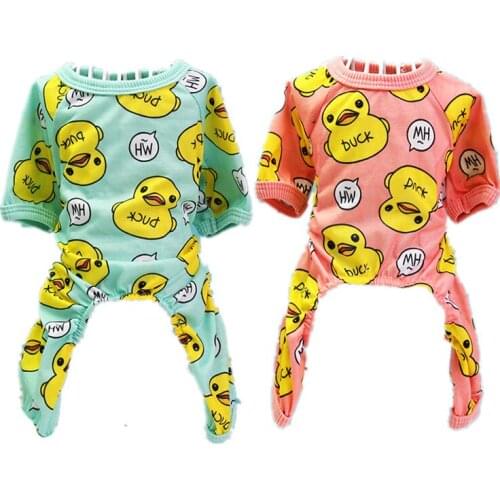 Four-legged Mengmeng Little Yellow Duck Four-legged Household Clothing Pet Dog Spring and Summer Clothing