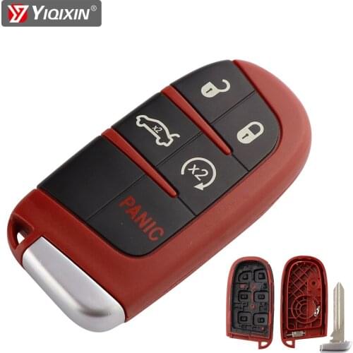 YIQIXIN 10PCS 5 Buttons Smart Remote Key Shell Case Red For Chrysler 300 For Jeep For Dodge Dart Charger Challenger Durango 2011