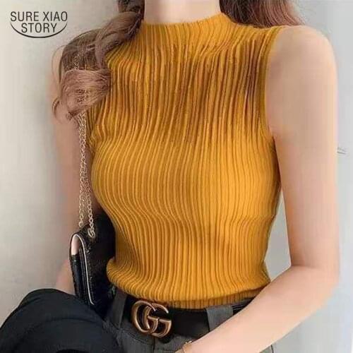 2021 Inner Slim Sleeveless Top Sweater Autumn Winter Personality Hollow Thread Knitted Vest Women Bottoming Woman Clothes 15848